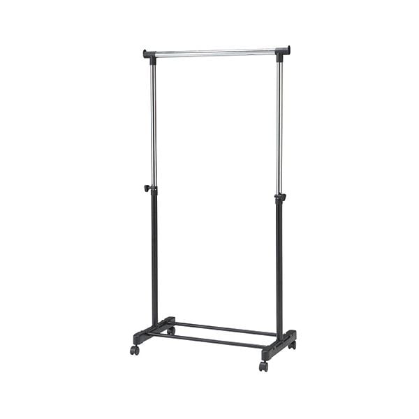 （まとめ）YAMAZEN 高さ伸縮パイプハンガー シングル ブラック MKS-S（BK）（S） 1台 組立品 (×5セット)