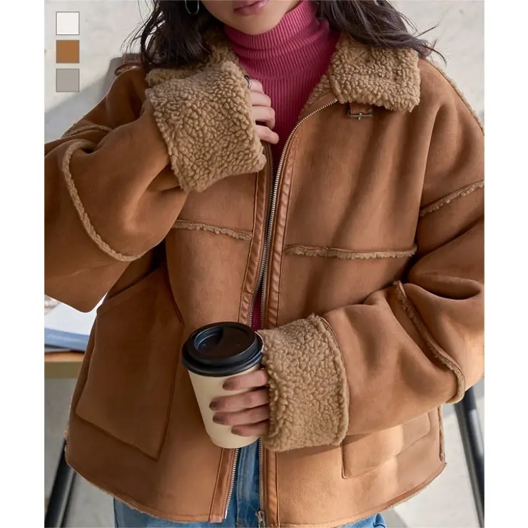 ムートンボアライダースコート［K1400］ ムートンボア ライダース コート レディース 秋 冬 秋服 冬服 ジャケット アウター ブルゾン ムートン 冬アウター ミドルコート 暖か 防寒対策 カジュ