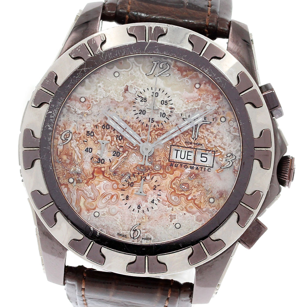 ティレットニューヨーク TIRET NEW YORK クロノグラフ デイデイト 自動巻き メンズ _842413【中古】