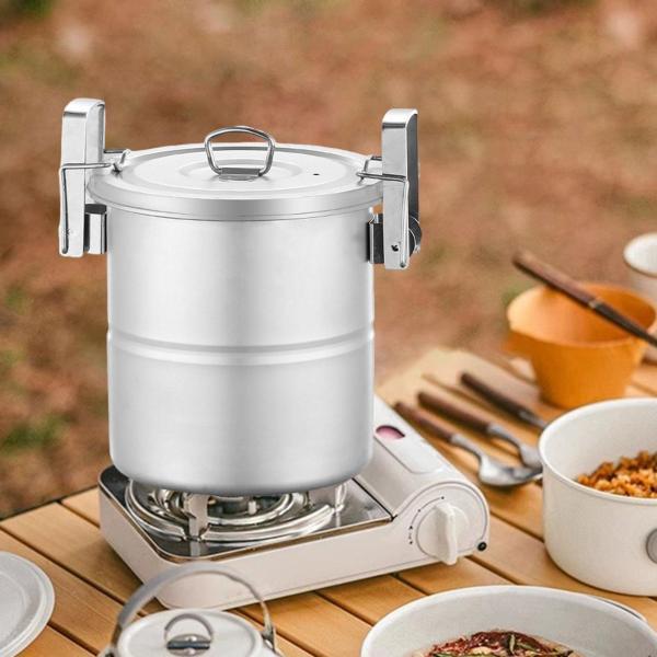 蓋をしたキャンプライス炊飯器ノンスティック軽量調理器