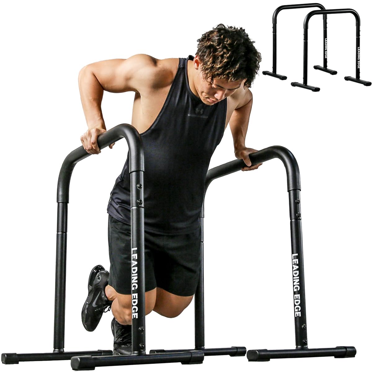 2WAY ディップスタンド 耐荷重120kg 高さ3段階 プッシュアップバー ディップスバー 分割可能 筋トレ器具 DS800 ブラック