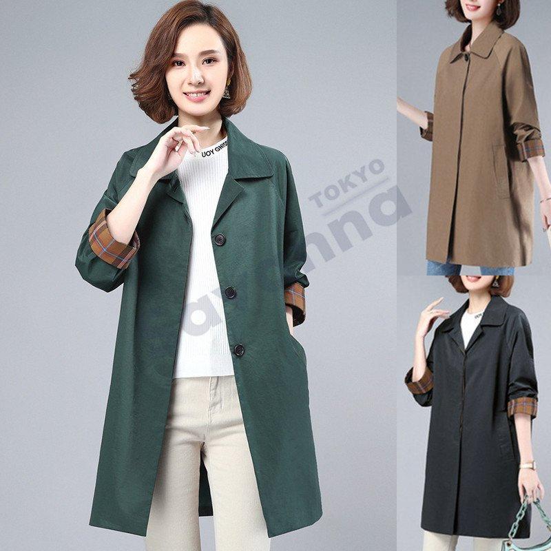 トレンチコート レディース 40代 ロングコート スプリングコート 春コート ライトアウター 春秋 春服 春物 韓国風 アウター 30代40代50代 大きいサイズ