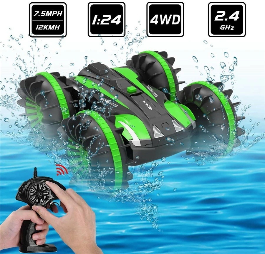 【限定SALE】リモコンカー スタントカー ラジコンカー こども向け 水陸両用 オフロード 60度回転 防水 四輪駆動 両面走行 USB充電式 電動 車おもちゃ 子供 キッズ 小学生 クリスマ