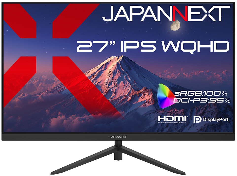 JAPANNEXTジャパンネクスト 液晶ディスプレイ(27型/IPS(AAS)/WQHD 2560×1440/75Hz/7ms/HDMI1.4/DP1.2/VESA)(ブラック) JNI27Q2