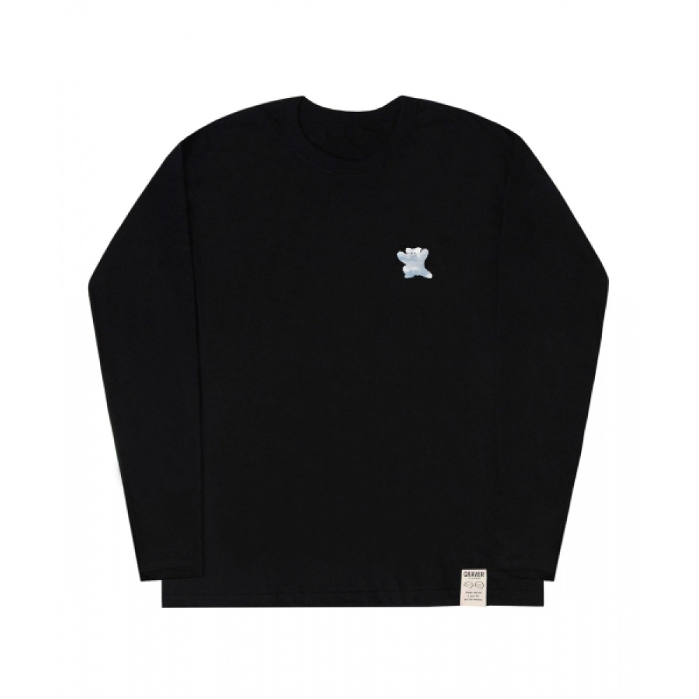 GRAVER [ユニセックス] スモールクラウドベアスマイルロングスリーブTシャツ_ブラック