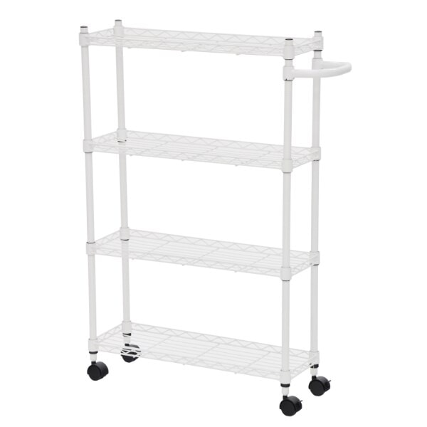 スチールワゴン 4段 スリムタイプ ホワイト 幅60cm