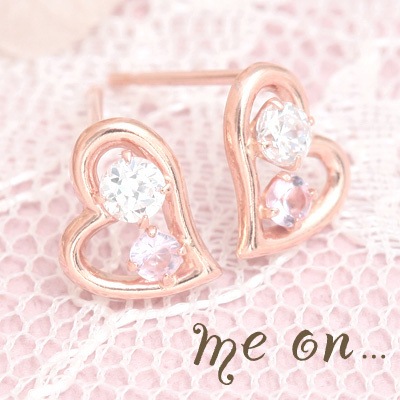 me on... K10PG キュービックジルコニア オープンハート ピアス 発送目安２-３週間