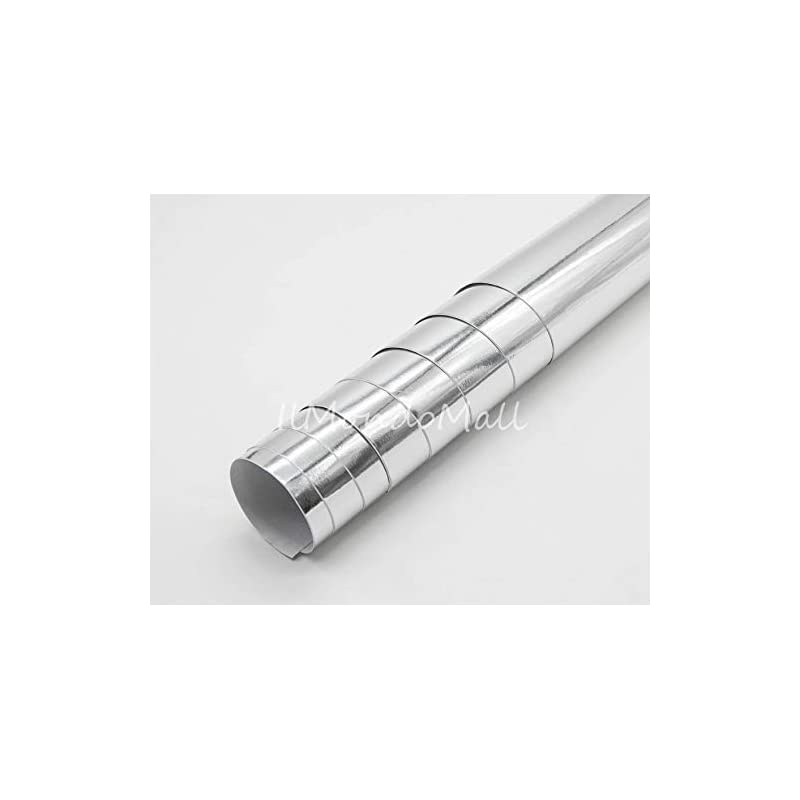 IlMondoMall メッキ シルバー クローム 鏡面 カーラッピング ラッピングシート (152035cm, メッキシルバー(上位版))