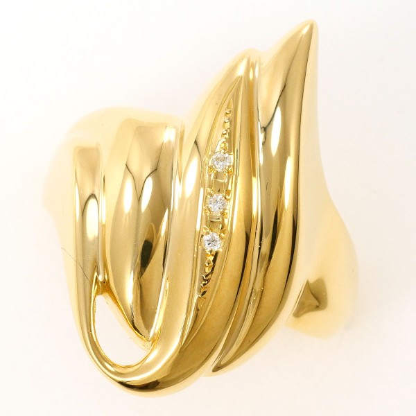 K18 18金 YG リング 指輪 15号 ダイヤ カード鑑別書 ジュエリー 中古