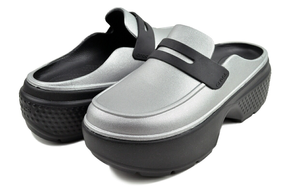 ストンプ メタリック ローファー シルバー サンダル 厚底 クロッグ ミュール スリッポン 210363-01v