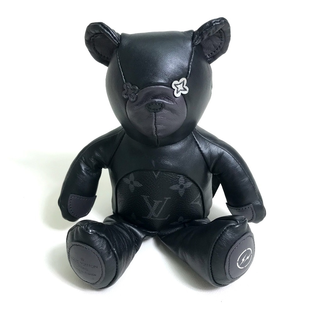 オブジェ GI0184 藤原ヒロシ ドゥドゥルイ フラグメント モノグラムエクリプス テディベア ぬいぐるみ 人形 モノグラムエクリプスキャンバス ブラック