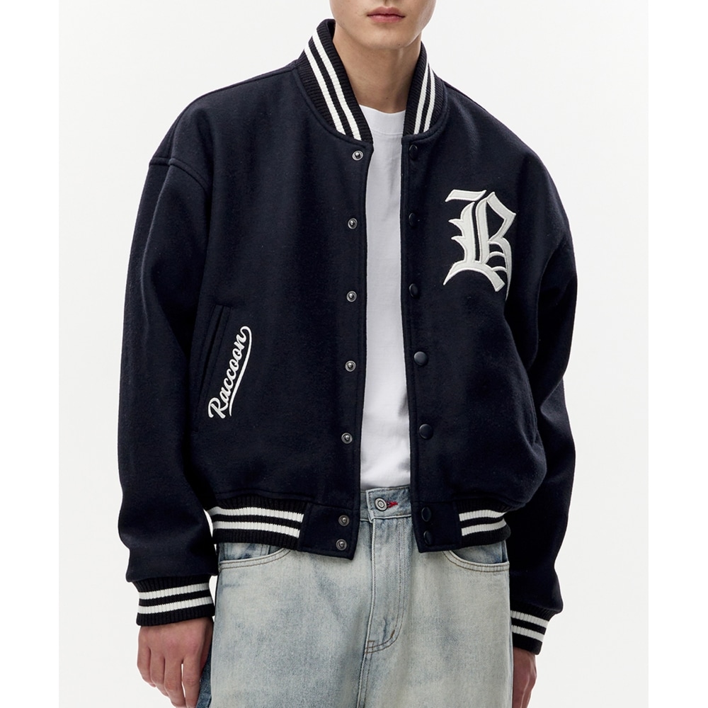 TAKEASYウールクロップバシティジャケット（ディープネイビー）