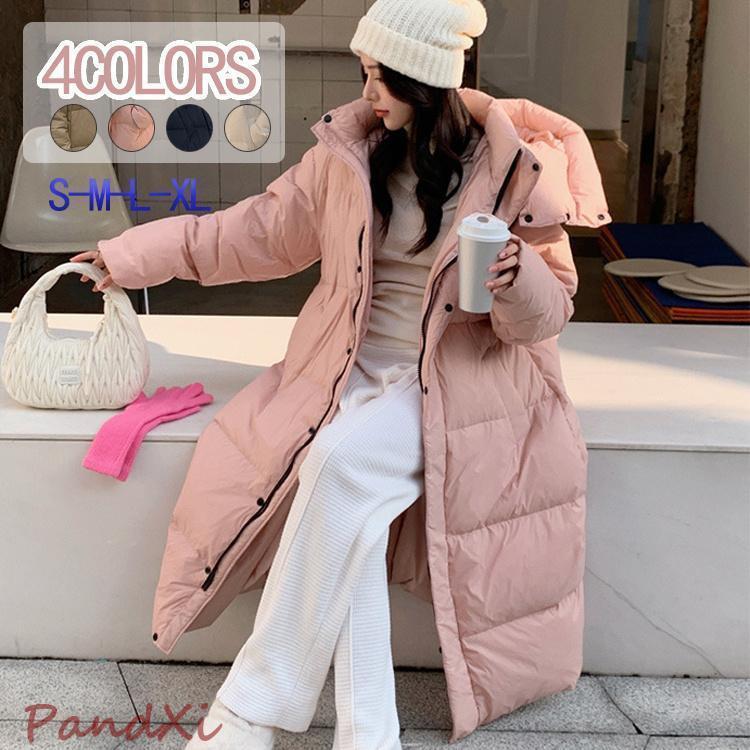 ダウンコート ロングコート フード取り外し可能 レディース アウター 暖かい コート カジュアル 厚手 スダウンジャケット ベンチコート タンドネック 体型カバー