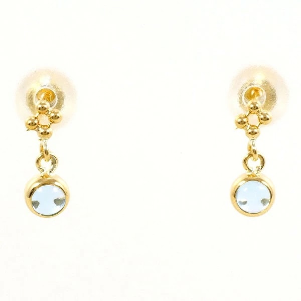 K18 18金 YG イエローゴールド ピアス ブルートパーズ 総重量約0.3g ジュエリー 中古