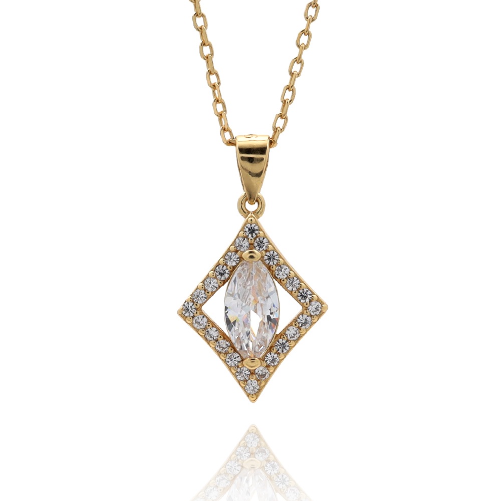 S925 ダイヤモンド 星 ネックレス 金 [fhns020-gold]