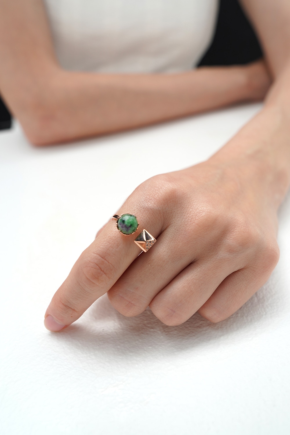 [HAZINA] Rubyzoisite Duet Ring