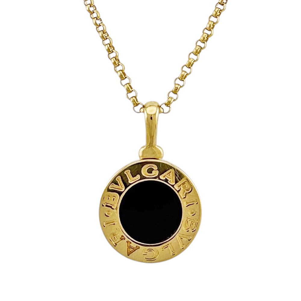ブルガリ ブルガリブルガリ ネックレス 18金 K18イエローゴールド オニキス BVLGARI 中古 美品