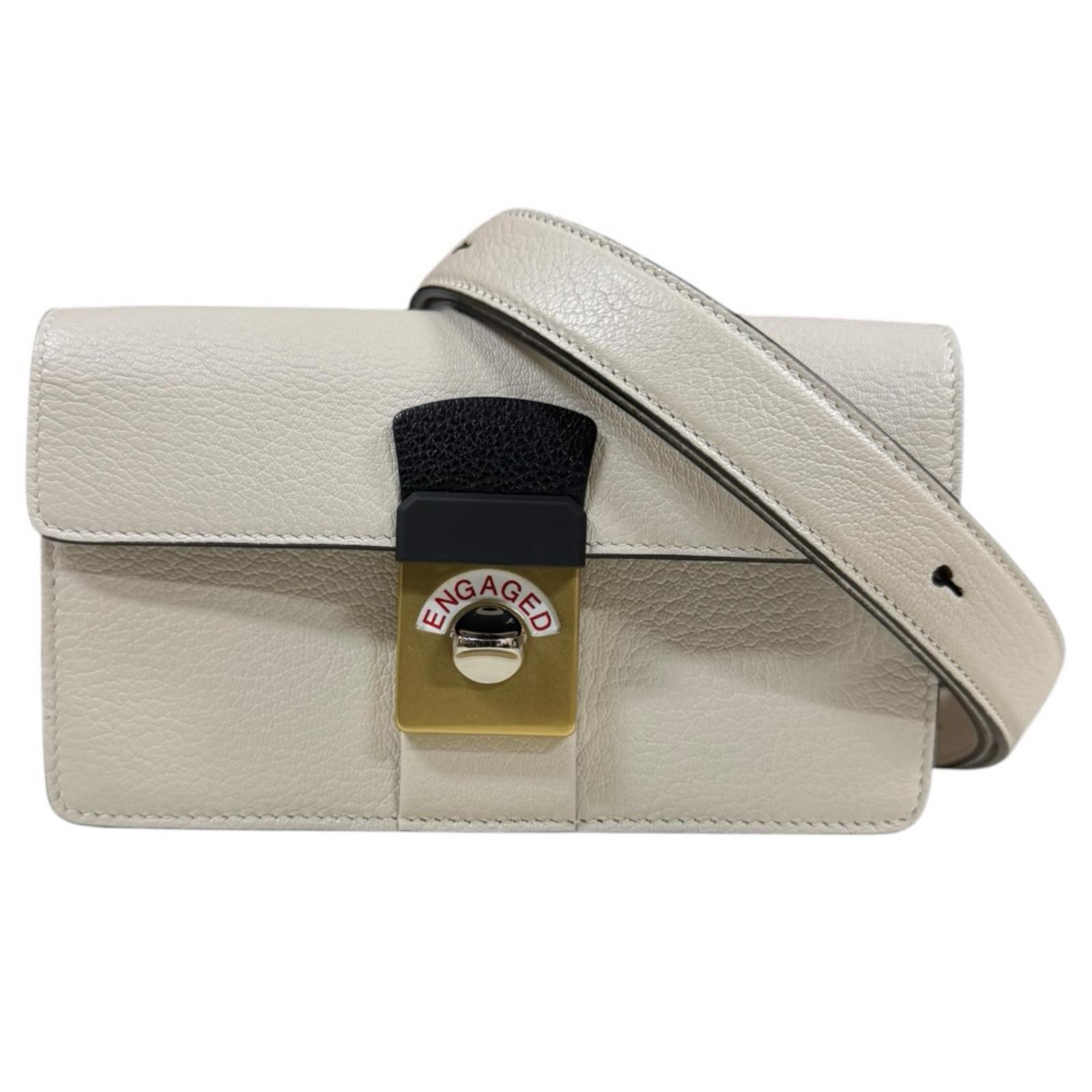メゾンマルジェラ ニューロック　ホリゾンタル ショルダーバッグ レザー SB1WD0002 ベージュ MaisonMargiela 中古