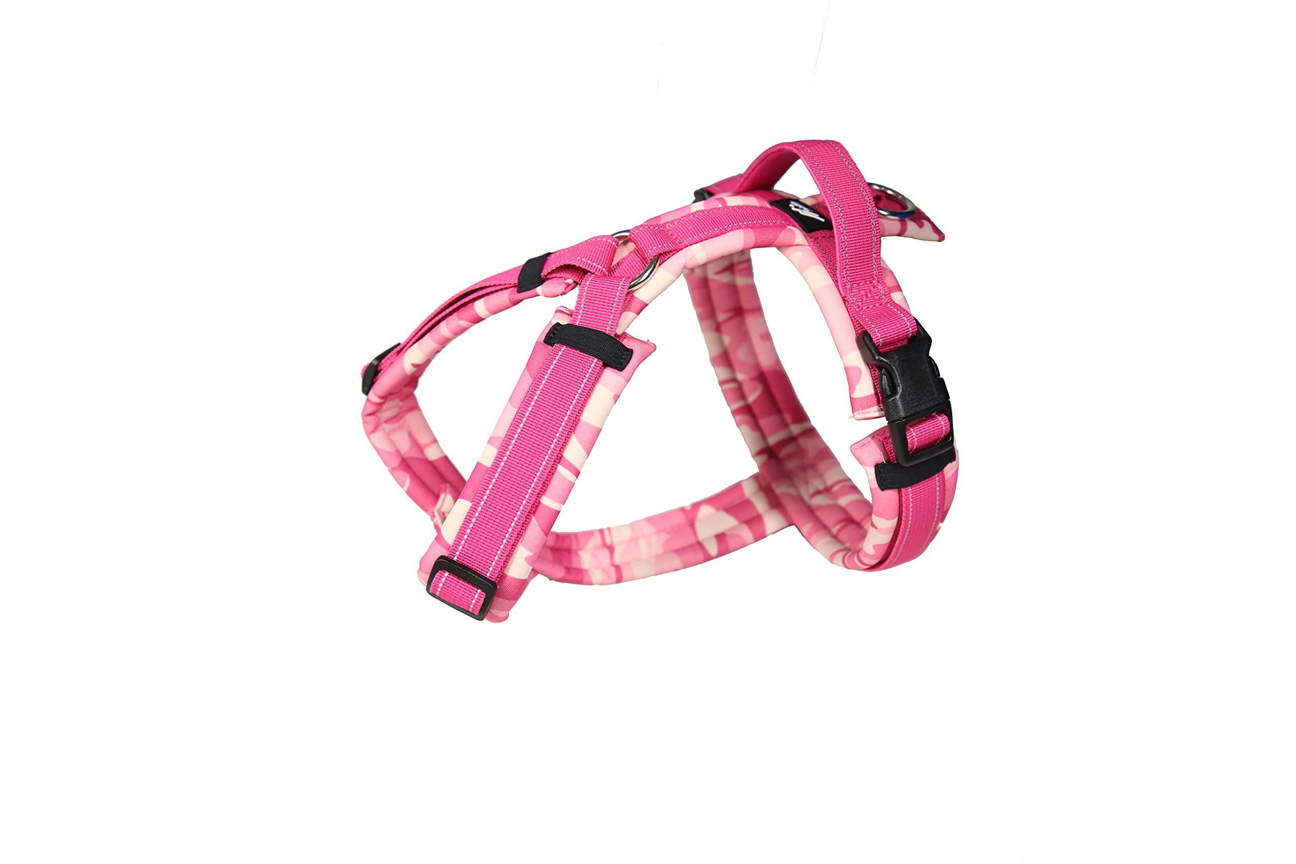 Hakusan ゼロハーネス 負担軽減 犬用ハーネス サイズ調整可 簡単着脱 夜間反射材 軽量 通気 ハンドル付き ネームプレート S サイズ ピンクカモ