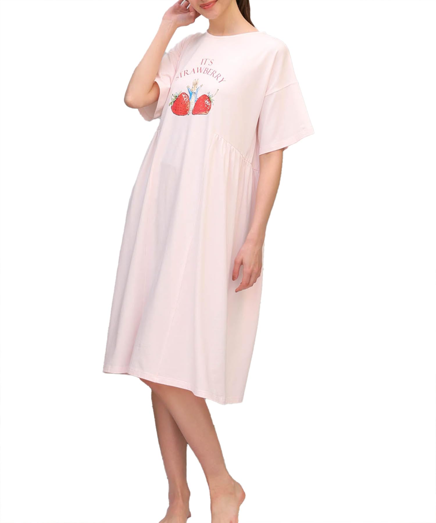 [ナルエー] ナイトシャツ ピーターラビットコットンベア天ワンピース レディース