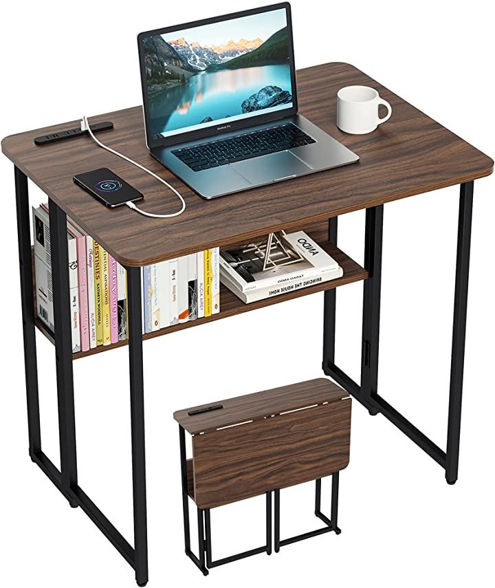 折りたたみデスク 多機能 テーブル 省スペース机 折り畳みコンパクデスク( クルミ, 多機能テーブル)