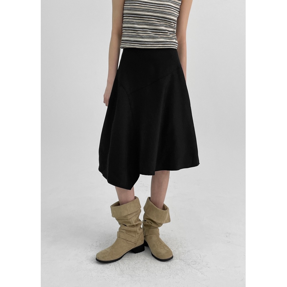 ブラックアップ デニファー アシンメトリーフレアミディスカート