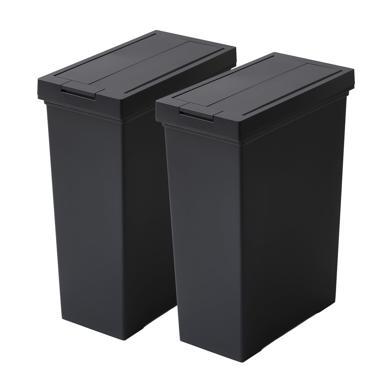 ザッカLab. まとめ買い2個セット 棚下で使える 両開き ゴミ箱 20L ブラック 日本製 ダストボックス プッシュ フタ付き ごみ箱 分別 キッチン ラック下 観音開き 袋止め おしゃれ 台所