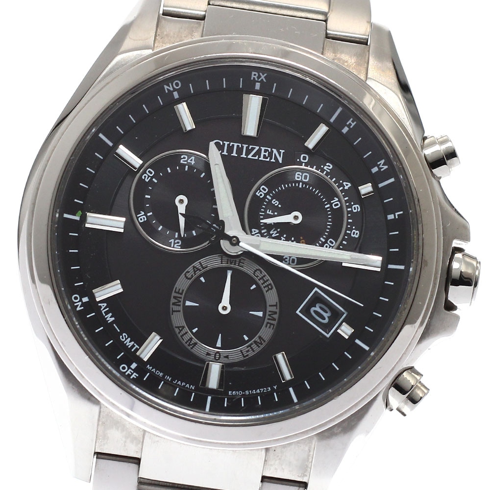 シチズン CITIZEN E610-S104203 アテッサ デイト ソーラー電波 メンズ 箱・保証書付き_935809【中古】