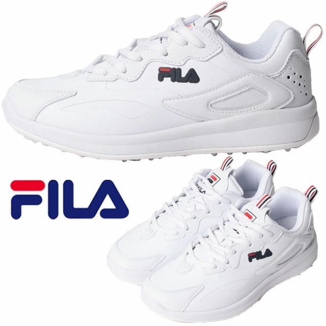 フィラ メンズ スパイクレス ゴルフシューズ レディース スニーカー 白 靴 レイトレーサー フィールド 軽量 ホワイト レースアップ ローカット スポーツ カジュアルシューズ FILA USS230