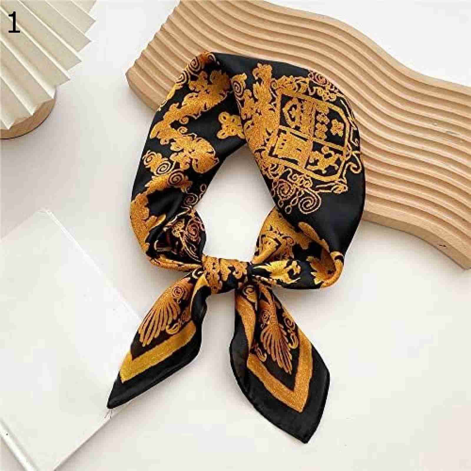 【20%OFFクーポン～】スクエアスカーフオフィスレディヘアバンドハンドハンカチ女性ショール女性ファッションプリントスモールネックスカーフ スカーフ (Color : Black Size : 7