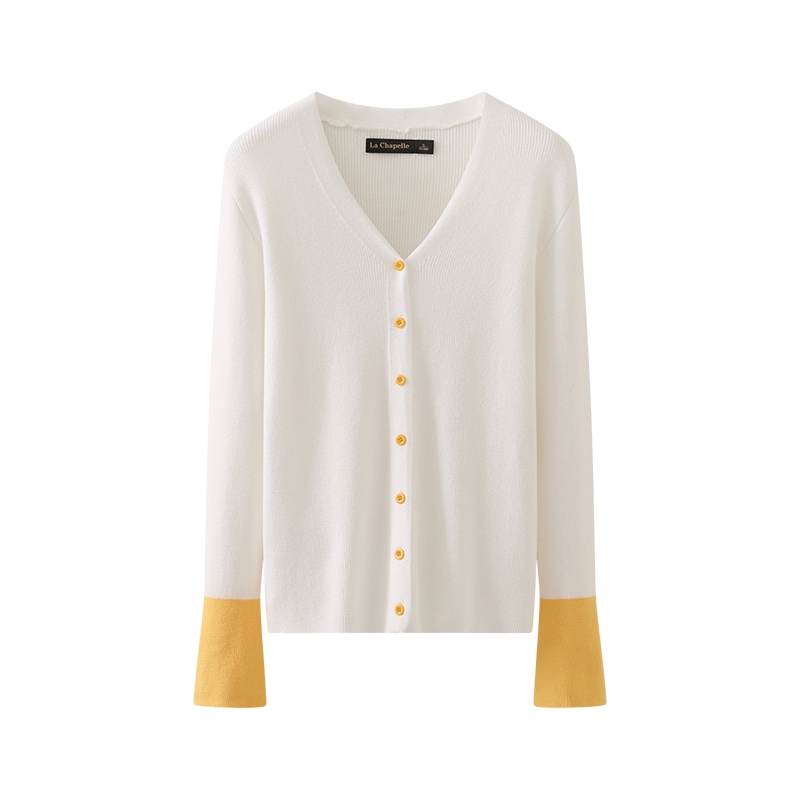 トップス カーディガン ニットカーディガン ミディアム丈 長袖 Vネック 前開き ボタン ツートンカラー かわいい 大人可愛い きれいめ シンプル 上品 おしゃれ かっこいい レトロ きちんと 6,698円