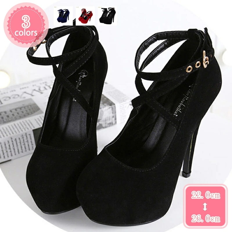 1000円OFFクーポン パンプス ストラップ 厚底 ハイヒール 歩きやすい 痛くない 脱げない スエード調 レディース パンプス ヒール14cm ヒール アンクルストラップ パンプス ストーム ピン