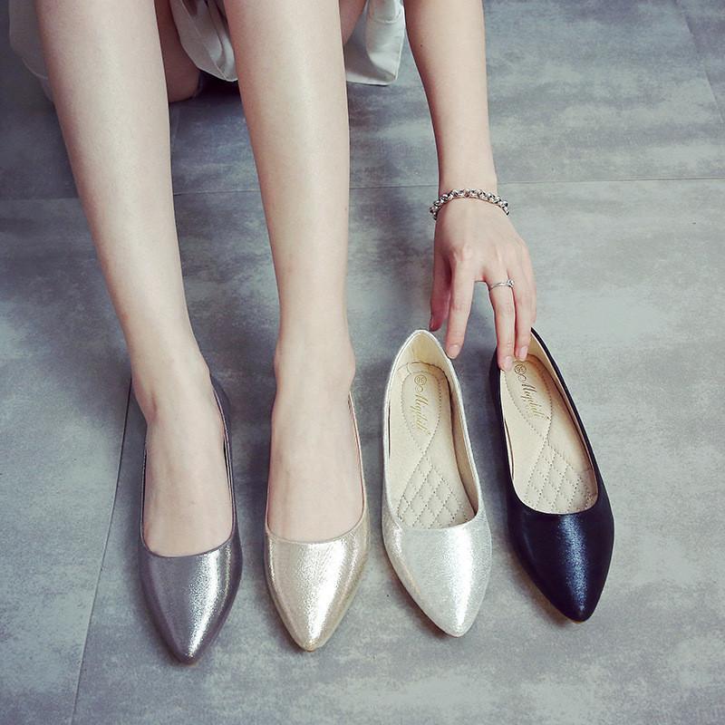 パンプス レディース シューズ ローヒール ポインテッドトゥ ぺたんこ フラット 痛くない 履きやすい カジュアル 春秋 オフィス 結婚式 パーティー