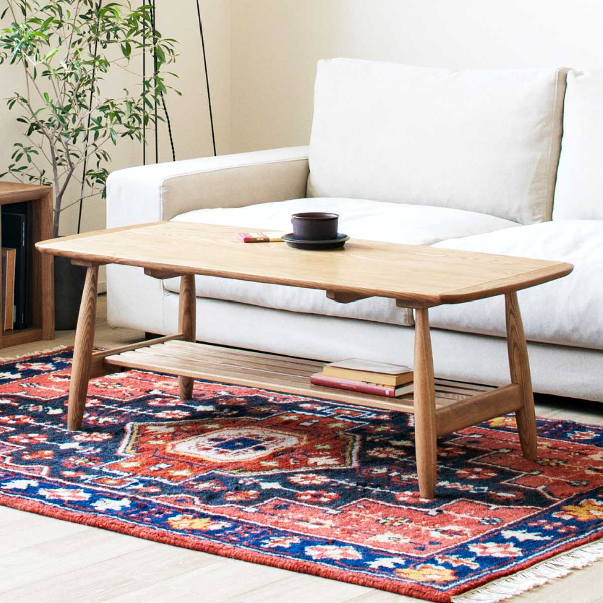 リビングテーブル 幅110cm 収納棚付 センターテーブル パヴォ テーブル ローテーブル リビング 木製テーブル 棚付き 収納 長方形 完成品 おしゃれ 木製 天然木 奥行50cm 木目