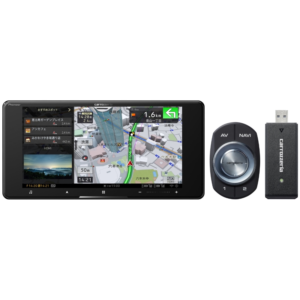 パイオニア 7V型HD/TV/DVD/CD/Bluetooth/USB/SD/チューナー・AV一体型メモリーナビゲーション ネットワークスティックセット AVICCW9124DC