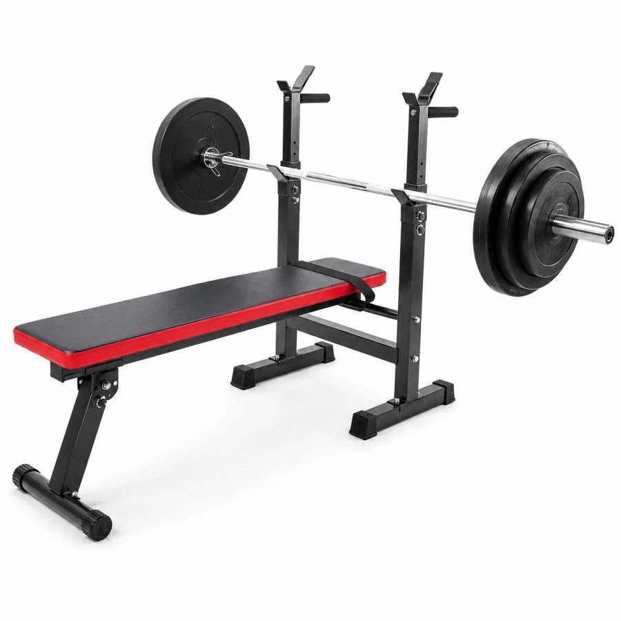 バーベル台付き フラットベンチ トレーニングベンチ ベンチプレス ダンベル トレーニング 筋トレ シットアップベンチ 腹筋 バーベルラッ