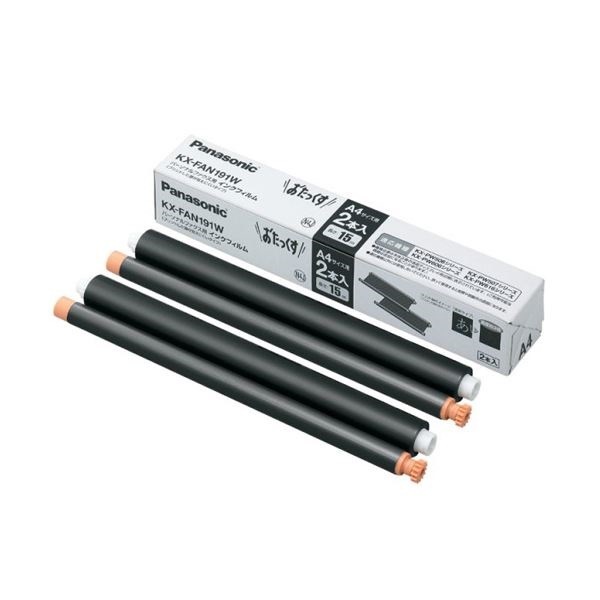 （まとめ）パナソニック普通紙ファクス用インクフィルム A4 15m KX-FAN191W 1箱（2本） 3セット