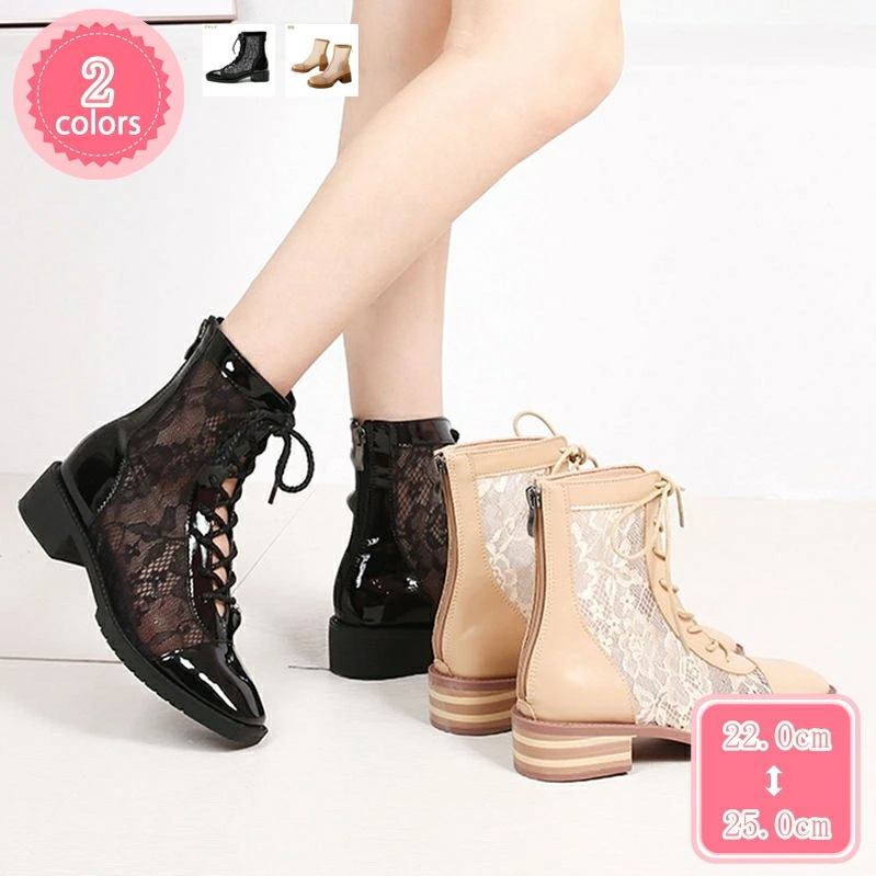 777円OFFクーポン サマーブーツ 夏ブーツ ファッションサンダル レディース レース メッシュ チャンキーヒール ブーツサンダル カジュアル 美脚 3cmヒール 厚底 スクエアトゥ 編み上げ サン