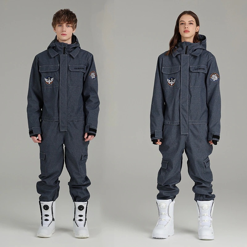 スノーボードウェア スノボウェア デニム つなぎ スキーウェア 上下セット セットアップ レディース メンズ 男女兼用 スノーボード ウェア 防寒着レディースウェア