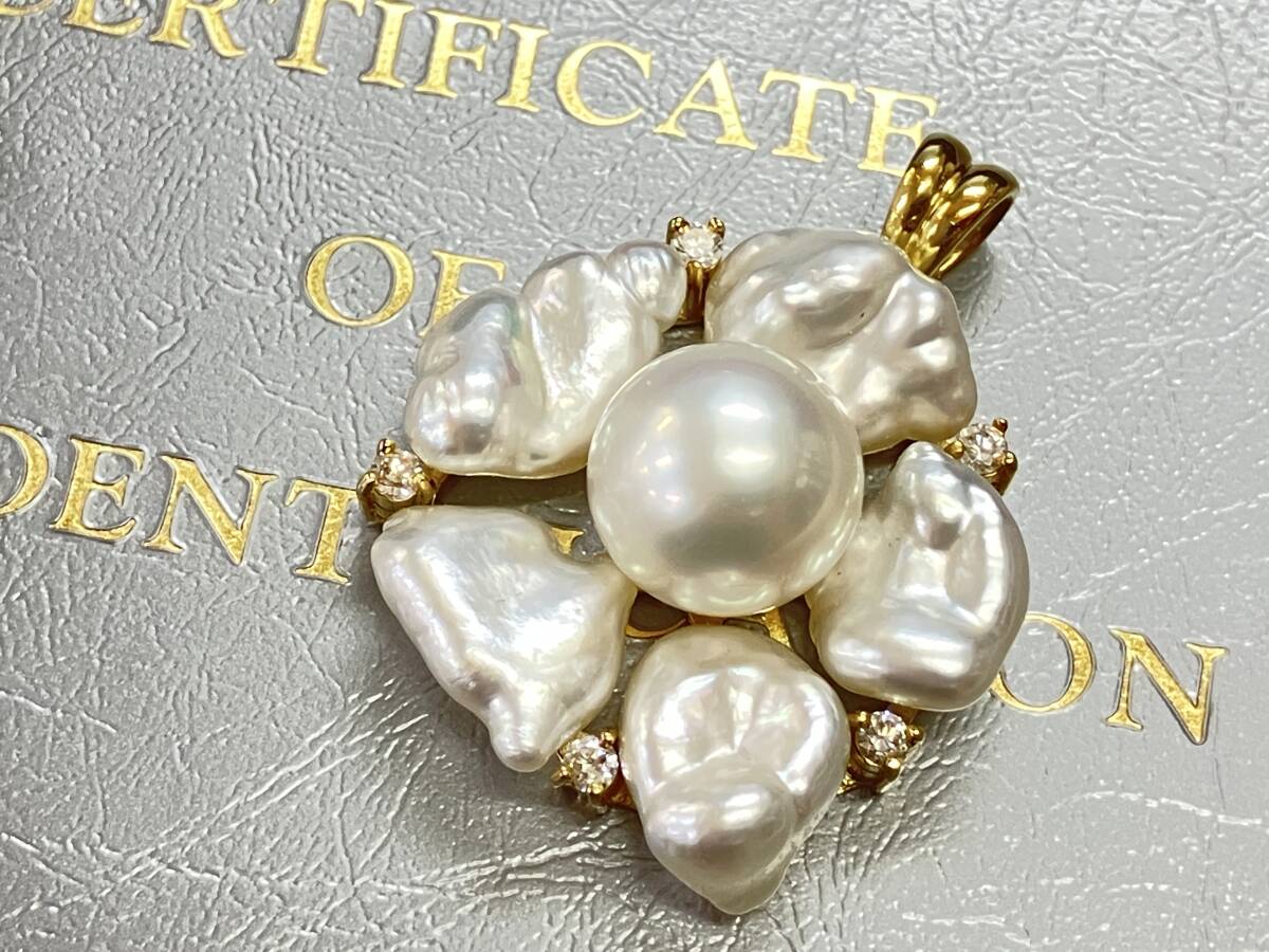 ペンダントトップ K18ゴールド/パール ゴールド D0.23刻印【中古】 レディース