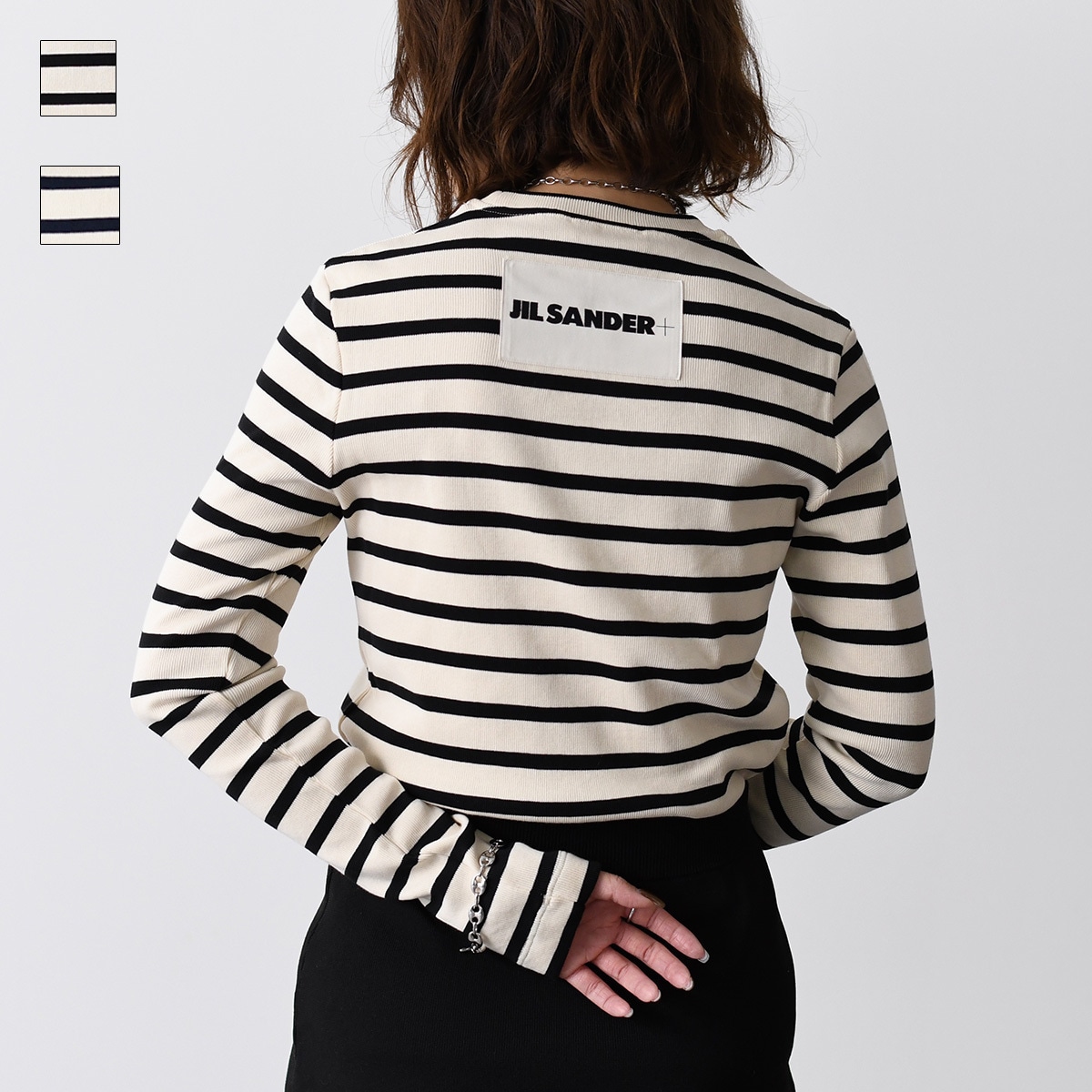 トップス バッグロゴボーダー長袖Tシャツ J40NH0003 J46497 レディース MULTI ホワイト ブラック ボーダー シンプル ロゴ 長袖 人気