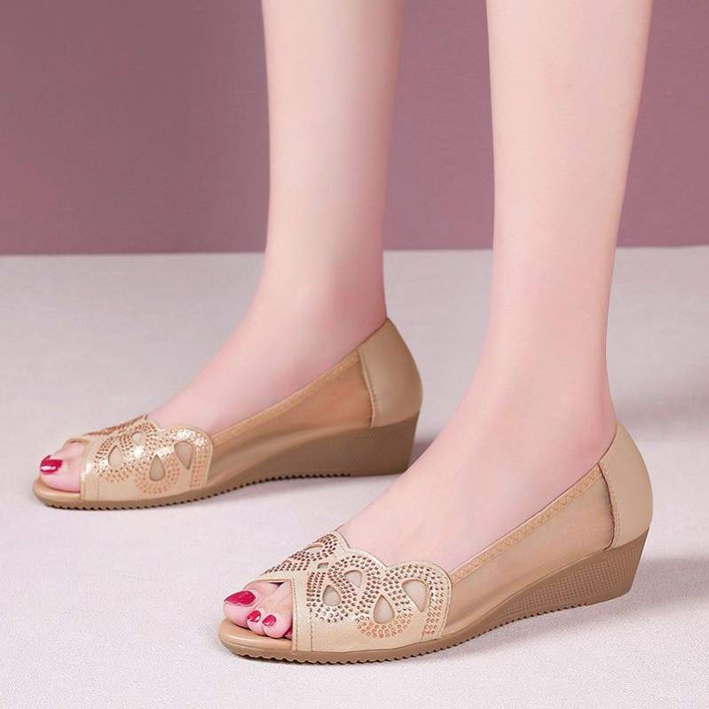 777円OFFクーポン パンプス レディース 歩きやすい ウェッジソール 黒 パンプス ウェッジ 走れる オープントゥパンプス オフィス サンダル 痛くない 靴 レディース ヒール デート ローヒール