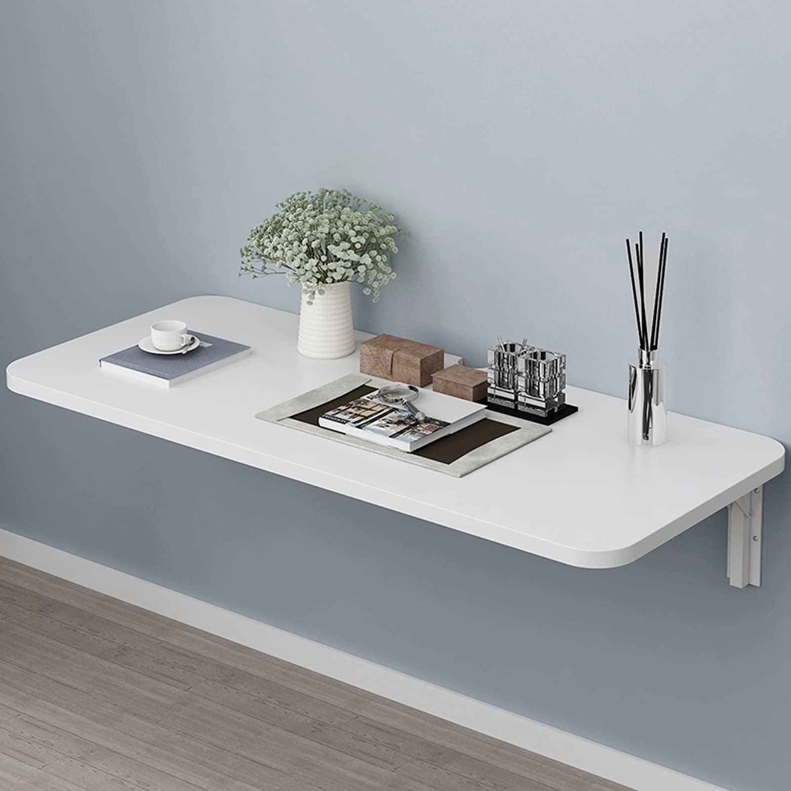 省スペースの壁掛け折りたたみテーブル - キッチンダイニングホームオフィス寝室ガレージ庭に最適なコンパクトなワークステーション - ドロップリーフ折りたたみ式デスクで簡単に収納可能