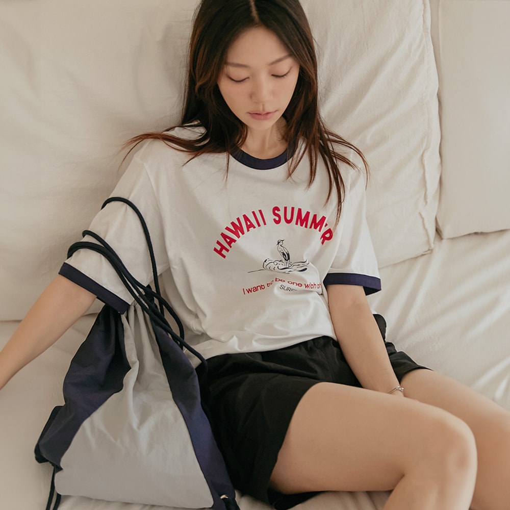 メルドコットンカラーリング1/2レタリングティー