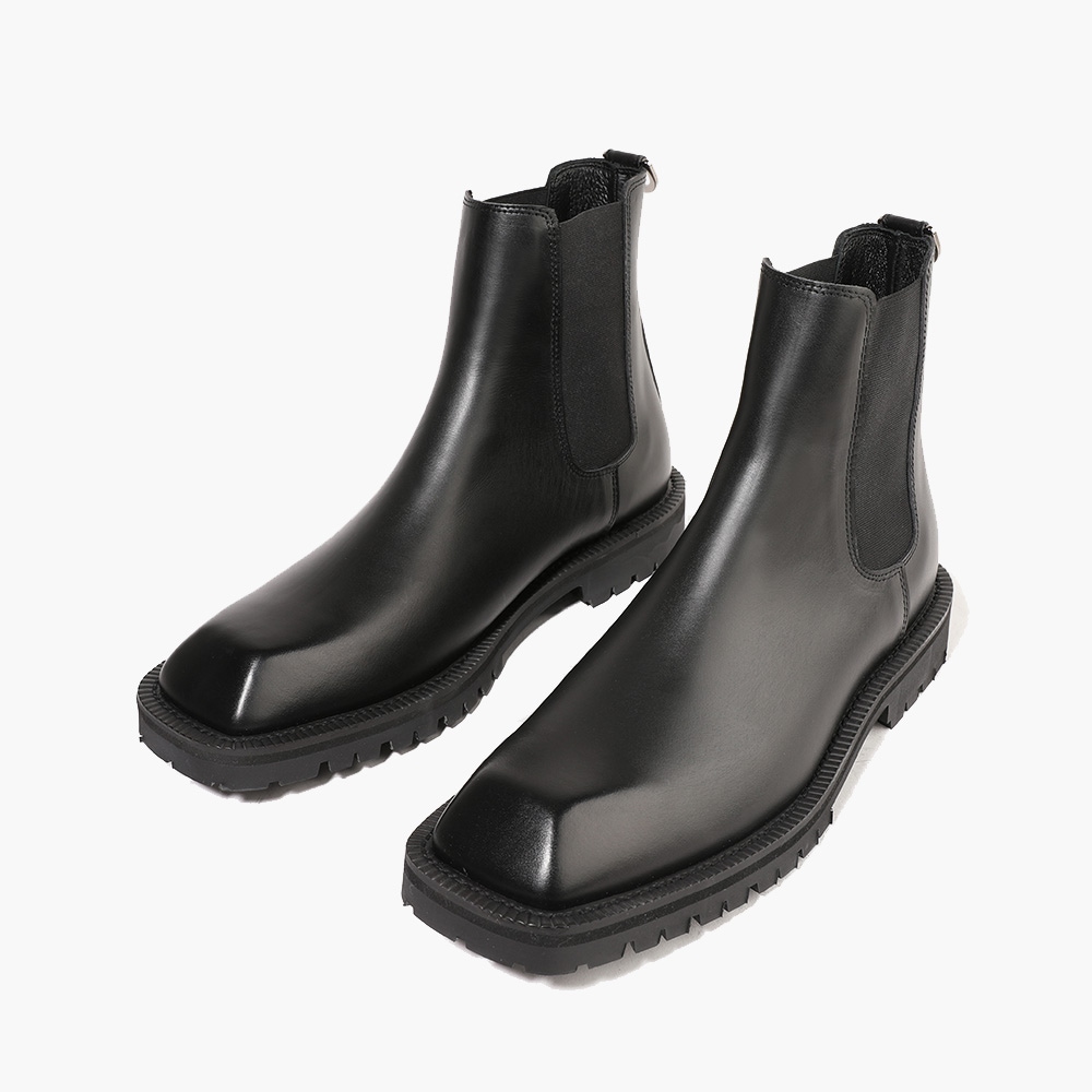 税込 送料無料 厚底タンクソール スクエアトゥ Bk 韓国ファッション靴 サイドゴアブーツ チェルシーブーツメンズ ブーツ Size 26 5 Prettypoisonbar Com