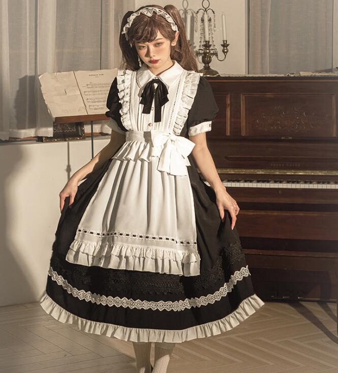 ロング丈 メイド服 ロリータワンピース メイド 可愛い ワンピース ロング丈ワンピース ハロウィン コスプレ 学園祭 文化祭 イベント衣装 長袖メイド服 半袖メイド服 エプロン取り外し可 髪飾り付き 8,354円