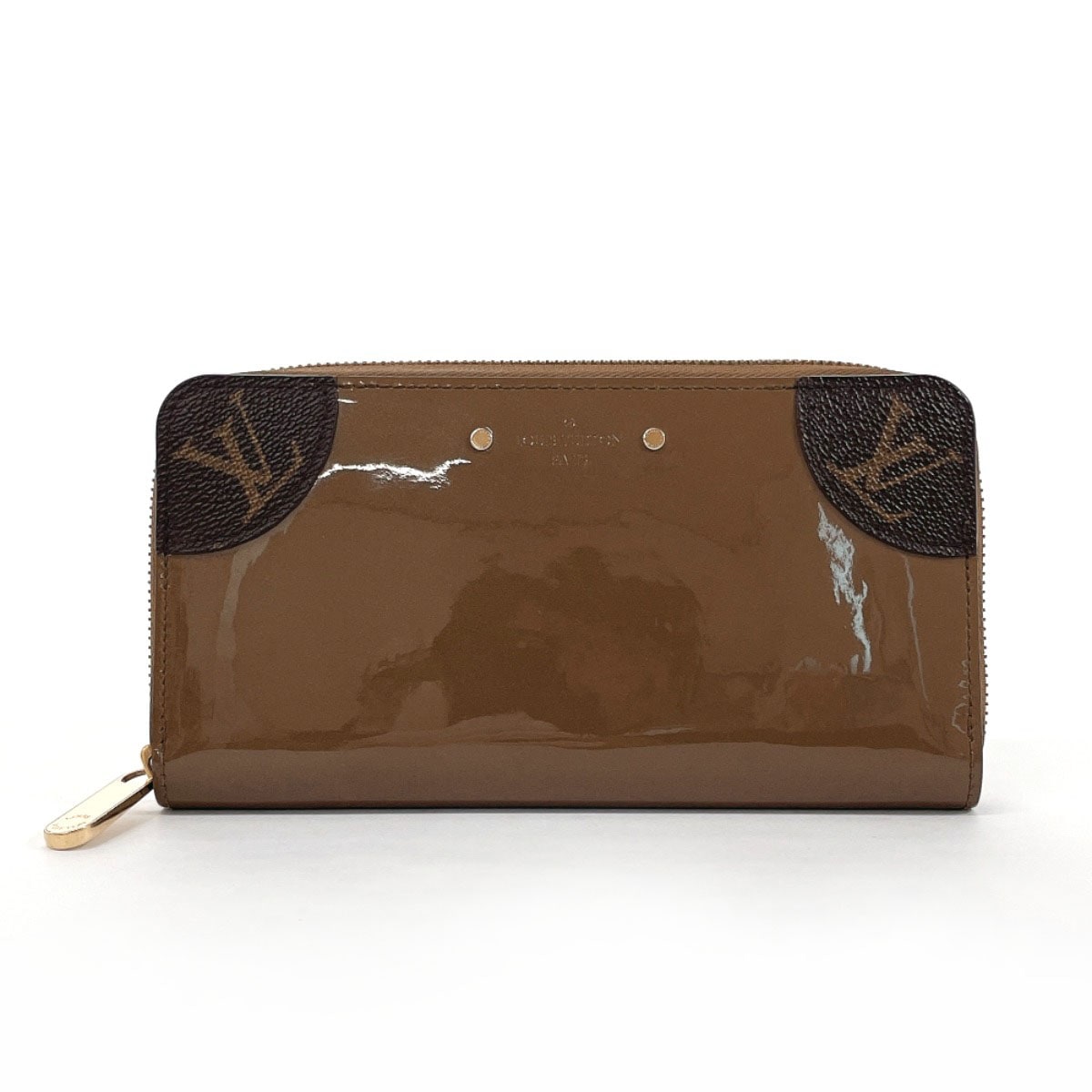 M67271 ラウンドファスナー ジッピー ヴェニス 長財布 ブラウン パテントレザー レディース