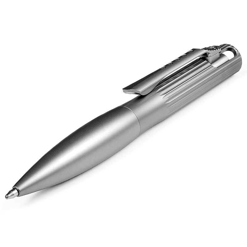 TIMULTI チタン ボールペン ボルトアクション 格納式 メタリックペン 短い 高級 ボールペン 詰め替えポケットペン 毎日の持ち運びに (チタン/艶あり)