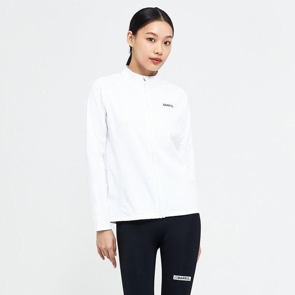 [] 女性用エッセンシャルリラックスフィットジップアップラッシュガード ホワイト (B4SWWZR002WHT)