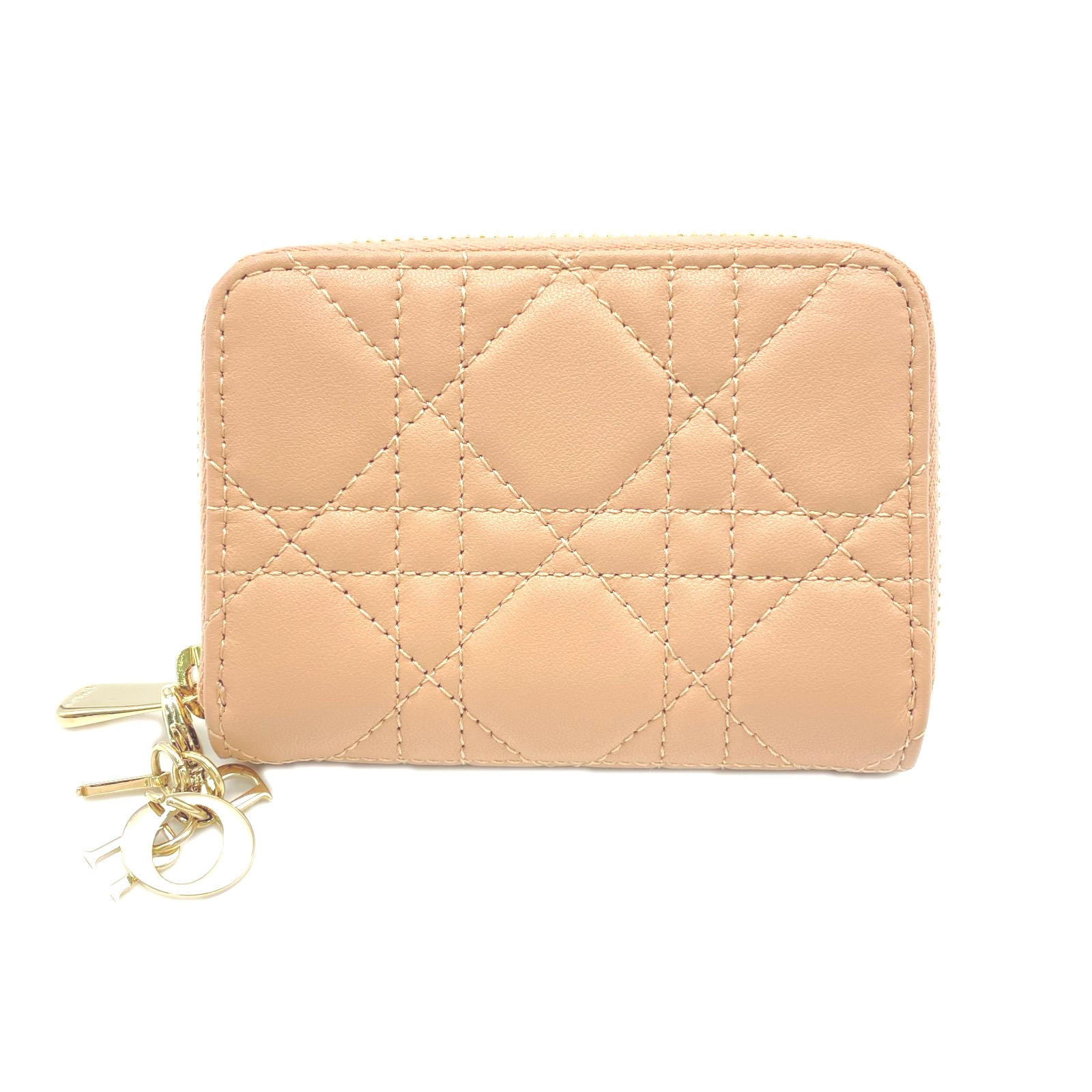3日以内返品可 極美品 コインケース カナージュ ラムスキン Lady Dior Scarlet ウォレット S6035ONMJ ピンクベージュ ラムスキン レディース